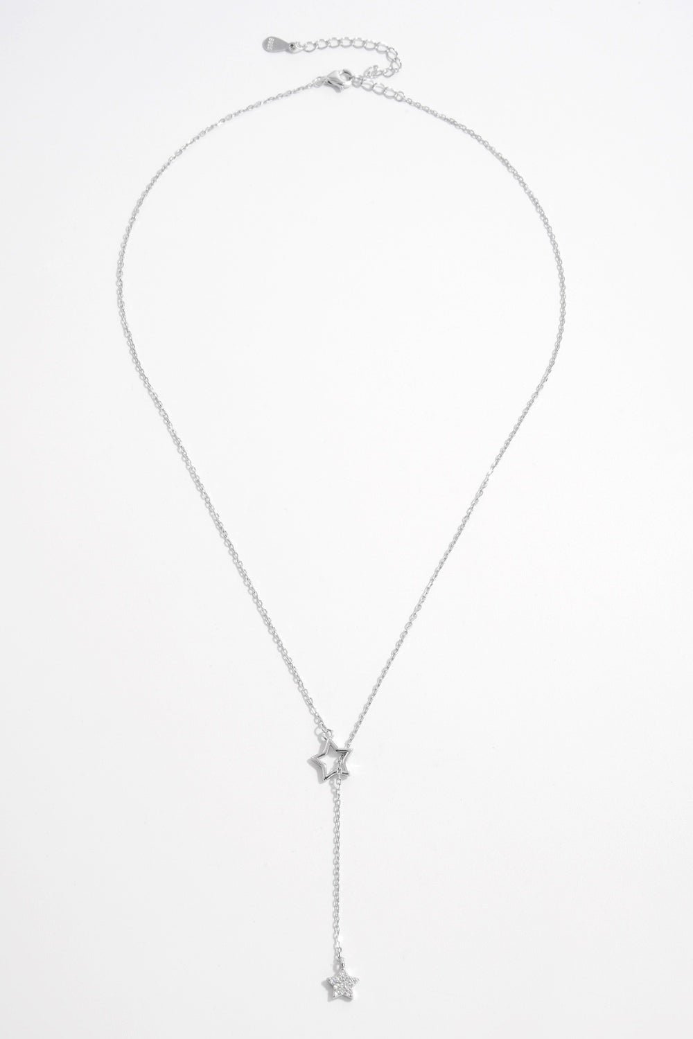 Beach Rose Co. - Silver Zircon Star Lariat Necklace