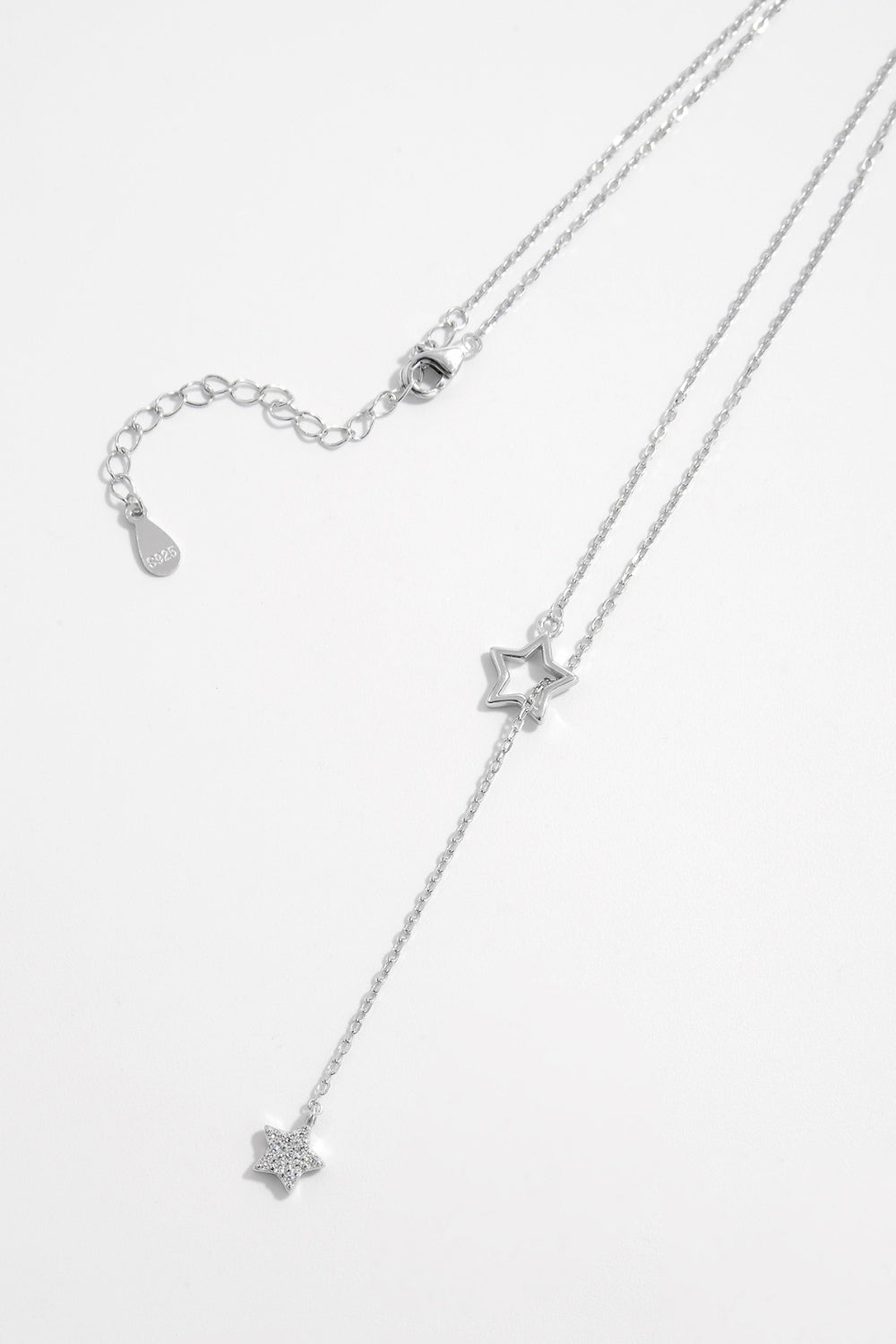 Beach Rose Co. - Silver Zircon Star Lariat Necklace