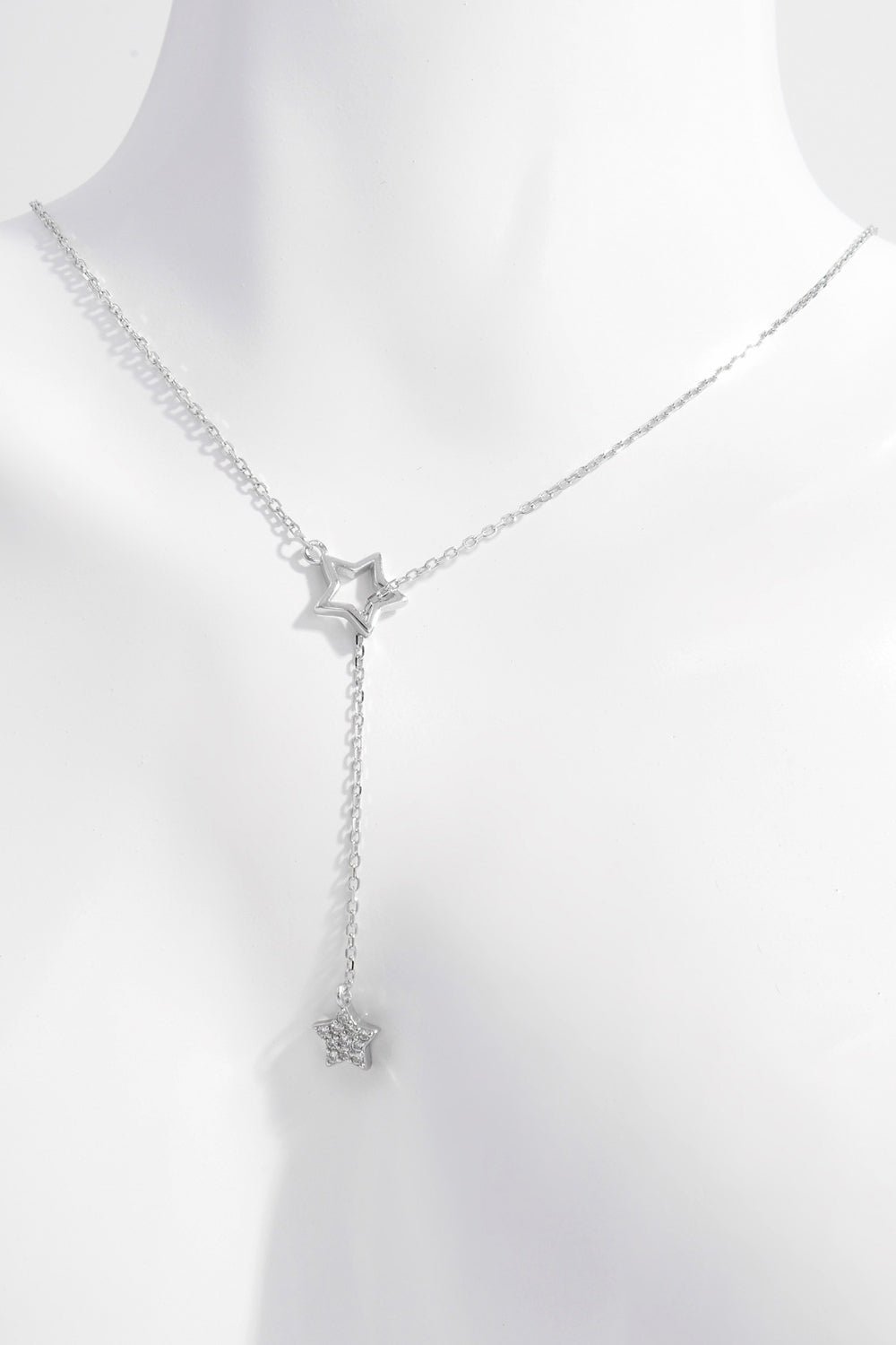 Beach Rose Co. - Silver Zircon Star Lariat Necklace