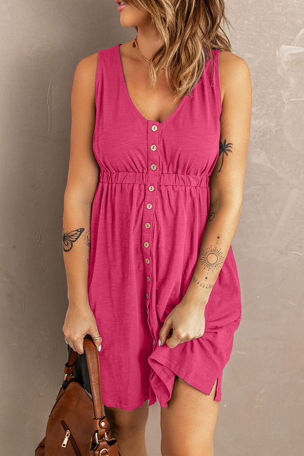 Beach Rose Co. - Sleeveless Button Down Mini Dress