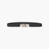 Beach Rose Co. slim black stretch waist belt featuring stitched PU panels and a silver-tone chain-link buckle.
