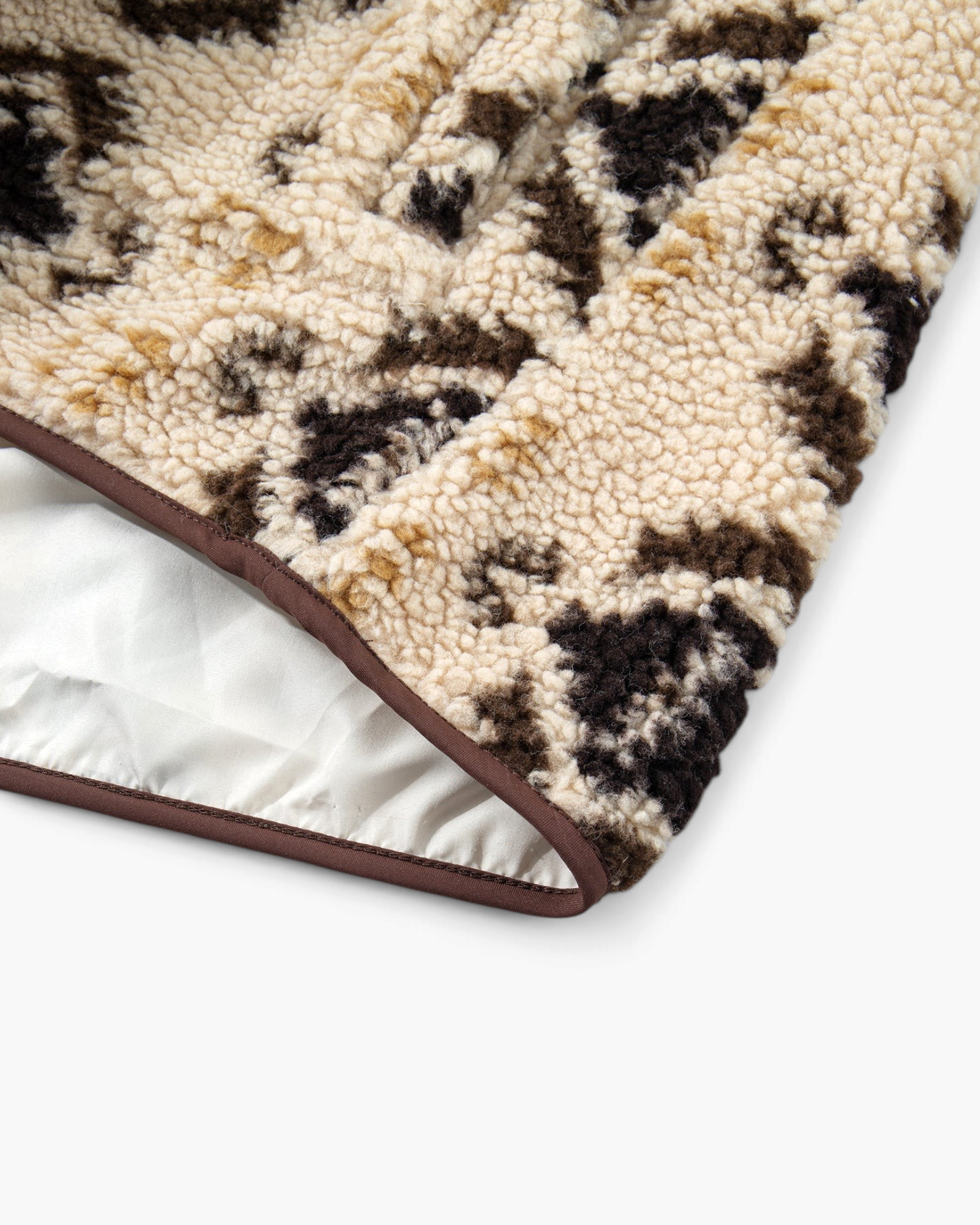 Beach Rose Co. cream and brown Southwestern print sherpa pullover with brown contrast trim and smooth white lining