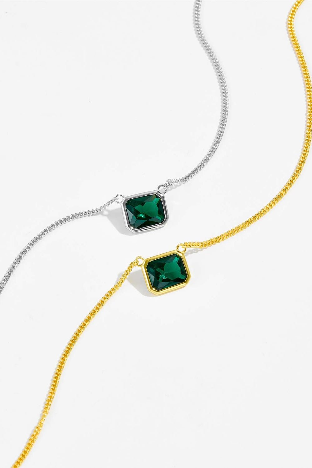 Beach Rose Co. - Square Green Zircon Pendant Necklace