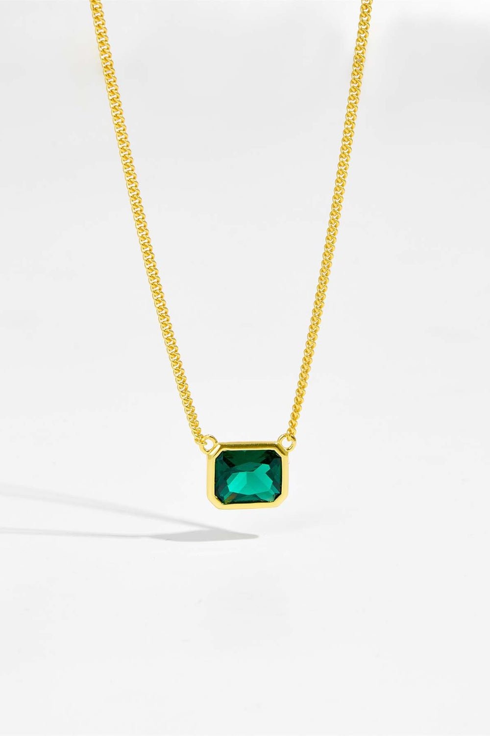 Beach Rose Co. - Square Green Zircon Pendant Necklace