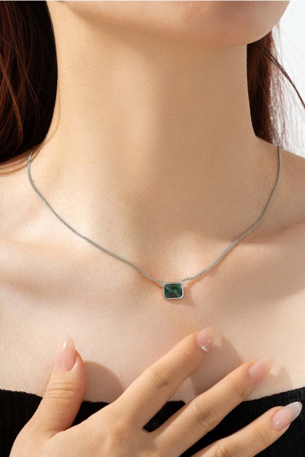 Beach Rose Co. - Square Green Zircon Pendant Necklace