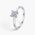 Beach Rose Co. square moissanite solitaire ring in rhodium-plated 925 sterling silver with a slim polished band.