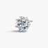 Beach Rose Co. silver starburst moissanite stud earring with heart-shaped prongs and a round 2-carat stone.