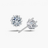 Beach Rose Co. silver starburst moissanite stud earrings with heart-shaped prongs and 4-carat total weight.