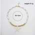 Beach Rose Co. 18K gold-plated necklace with elongated faux pearls, polished gold beads, and an iridescent starfish.