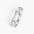 Beach Rose Co. sterling silver crisscross ring featuring a delicate band with sparkling moissanite stones.
