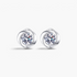 Beach Rose Co. round moissanite stud earrings in polished sterling silver with a modern swirling setting.