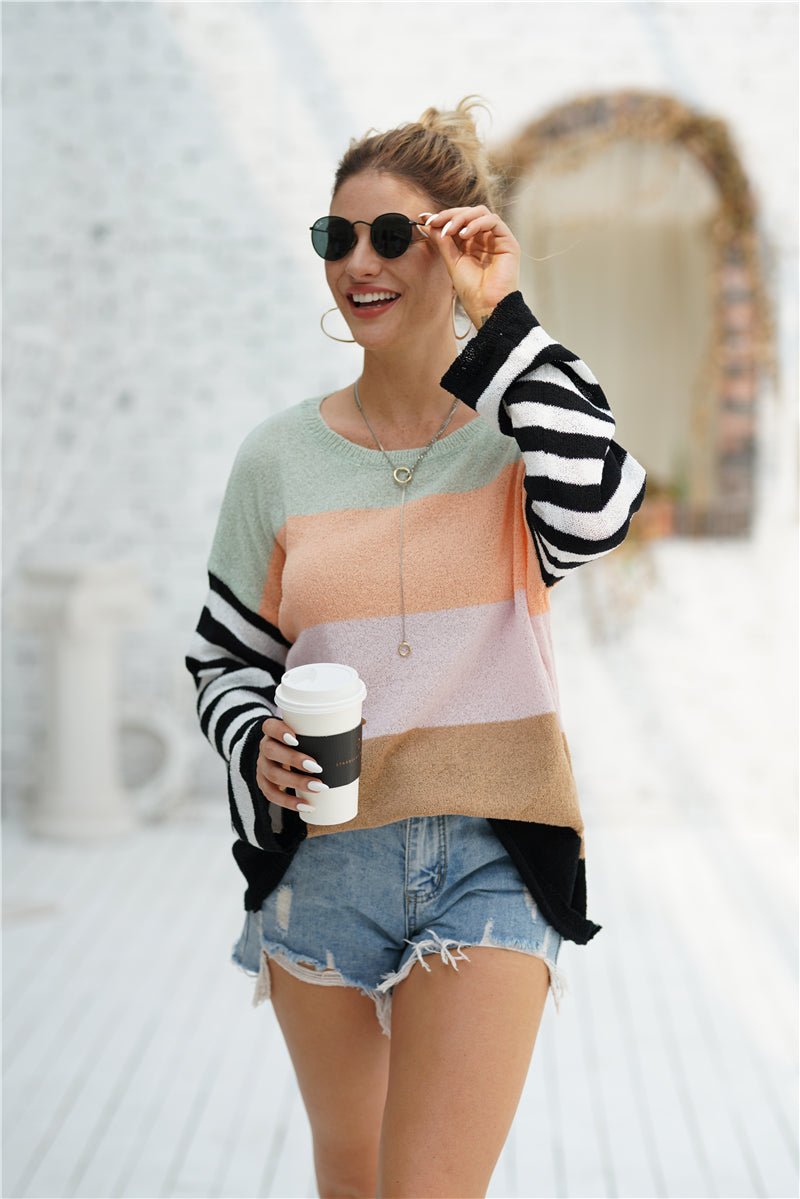 Beach Rose Co. - Striped Bell Sleeve Sweater