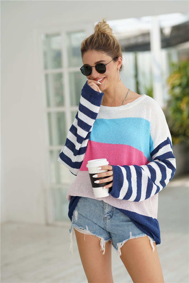 Beach Rose Co. - Striped Bell Sleeve Sweater