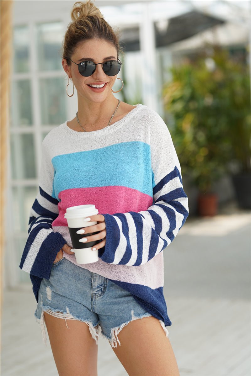 Beach Rose Co. - Striped Bell Sleeve Sweater