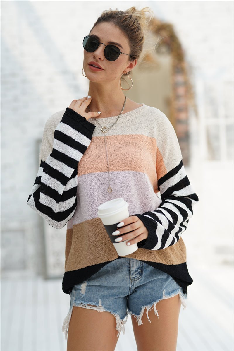 Beach Rose Co. - Striped Bell Sleeve Sweater