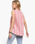 Beach Rose Co. sleeveless top in hot pink and ivory vertical stripes with a gathered ruffled neckline