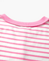 Beach Rose Co. pink and ivory horizontal striped cotton henley top with ribbed contrast neckline detail
