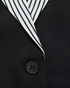 Beach Rose Co. black blazer featuring a contrasting black and white striped notched lapel and single-button closure.