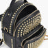Beach Rose Co. black faux leather mini backpack featuring gold-tone studded detailing and multiple zippered pockets.