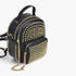 Beach Rose Co. black faux leather mini backpack featuring gold studded detailing and a detachable chain strap.