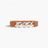 Beach Rose Co. tan elastic waist belt featuring an oversized silver curb-chain front and smooth PU leather tabs.