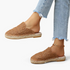 Beach Rose Co. tan crochet-style mesh espadrille mules with braided sole trim and closed round toe.