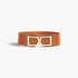 Beach Rose Co. wide tan elastic waist belt with a polished gold-tone double-D alloy buckle and PU front tabs.