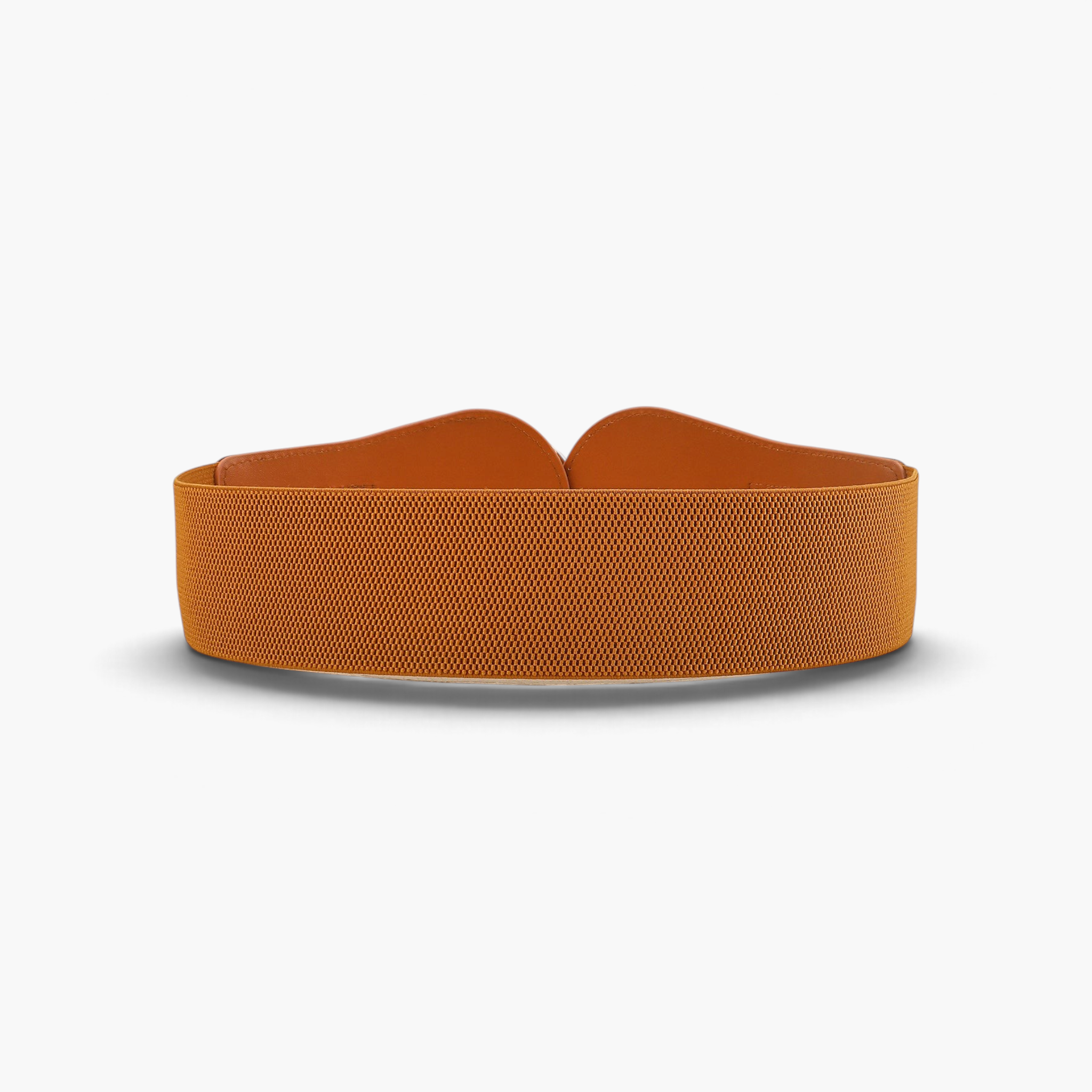 Beach Rose Co. wide tan elastic stretch waist belt with contoured PU front panels and stitched edges