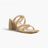 Beach Rose Co. tan suede strappy block heel sandals with an open square toe and cushioned insole.