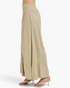 Beach Rose Co. tan wide leg pants in a rayon linen blend featuring a smocked back waistband and gathered hem detail.