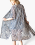 Beach Rose Co. taupe leopard print duster kimono with elbow-length sleeves and a flowing open-front silhouette