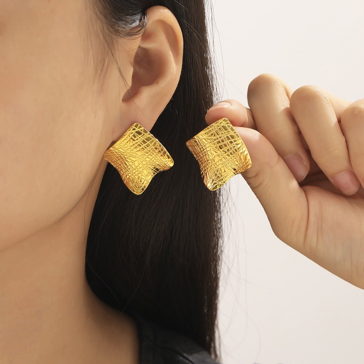 Beach Rose Co. - Textured Square Stud Earrings