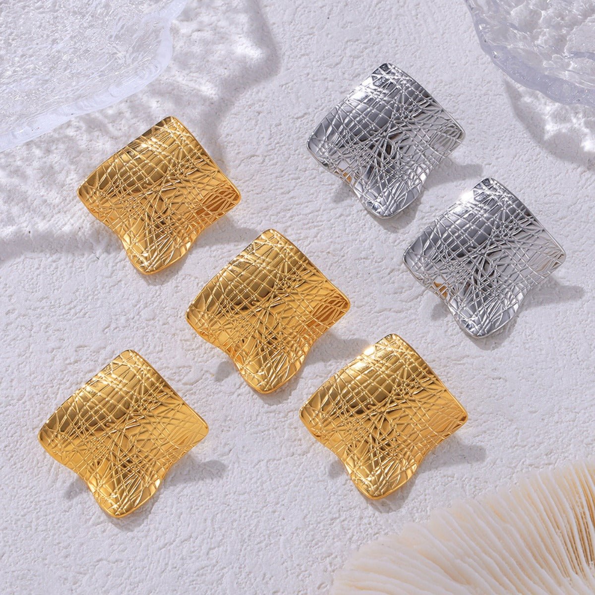 Beach Rose Co. - Textured Square Stud Earrings