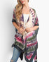Beach Rose Co. tie-dye boho kimono with a vibrant pattern, relaxed open-front fit, and lightweight polyester fabric.