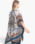 Beach Rose Co. tie dye boho kimono with a vibrant mandala pattern, lightweight polyester, and relaxed open-front fit.