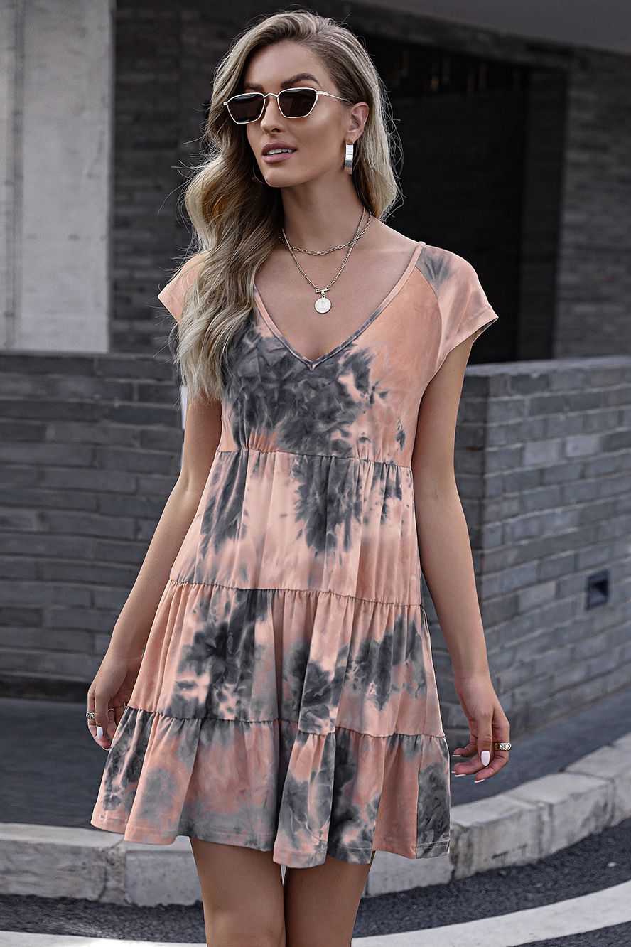 Beach Rose Co. - Tie - Dye Ruffle Hem Mini Dress