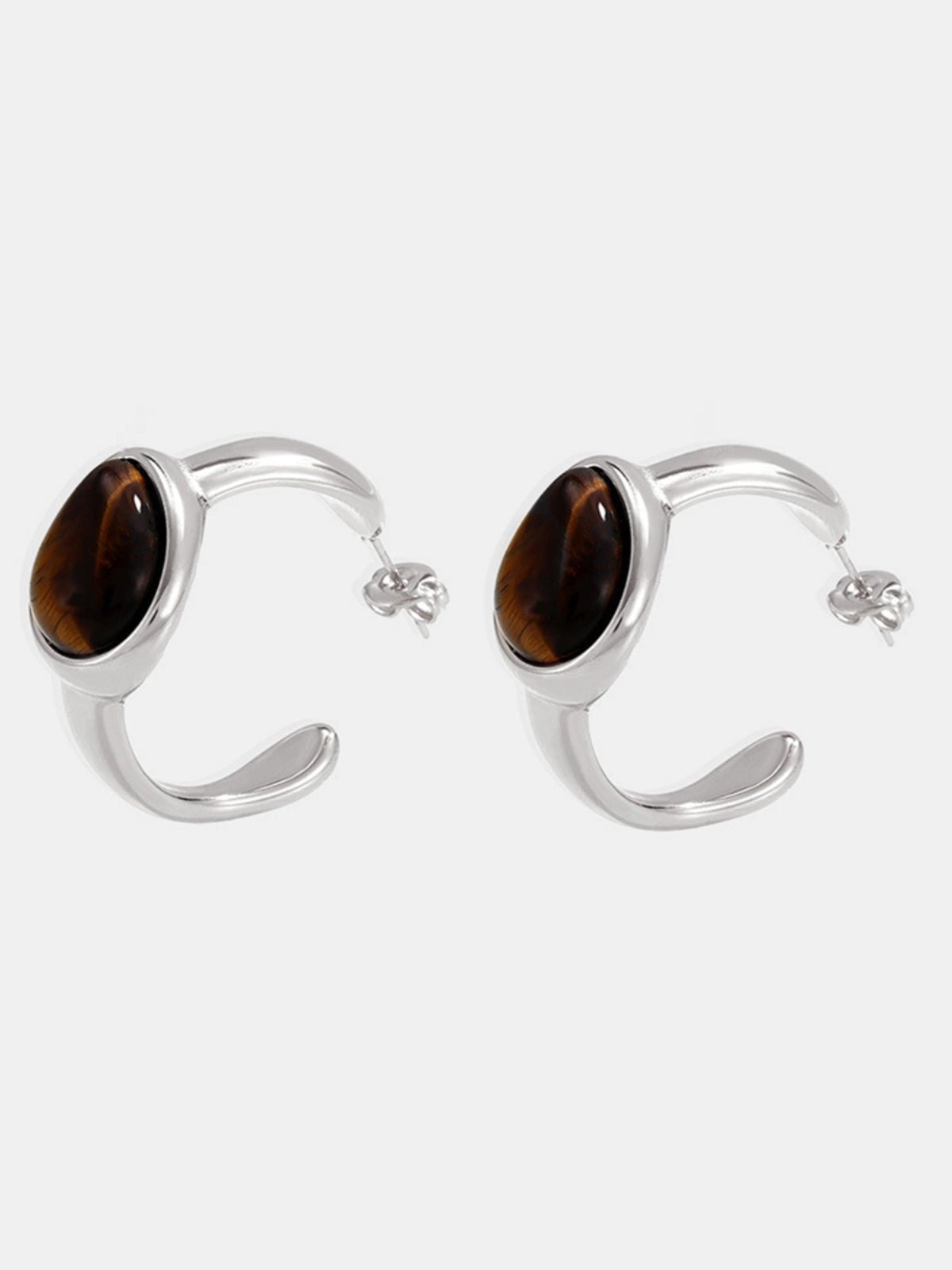 Beach Rose Co. - Tiger's Eye Ring & C - Hoop Earrings Set