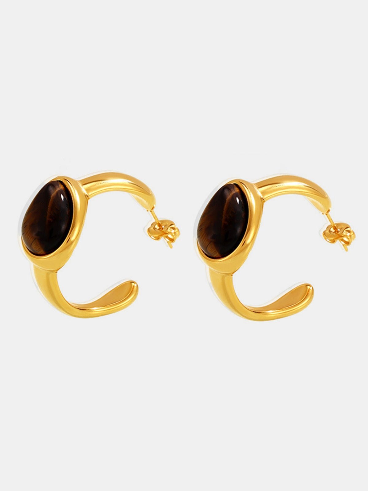 Beach Rose Co. - Tiger's Eye Ring & C - Hoop Earrings Set