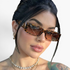 Beach Rose Co. retro rectangular sunglasses with tortoise shell frames and gold temple accents on a woman