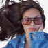 Beach Rose Co. vintage square sunglasses with a tortoiseshell double-bridge frame worn by a woman in a denim jacket.