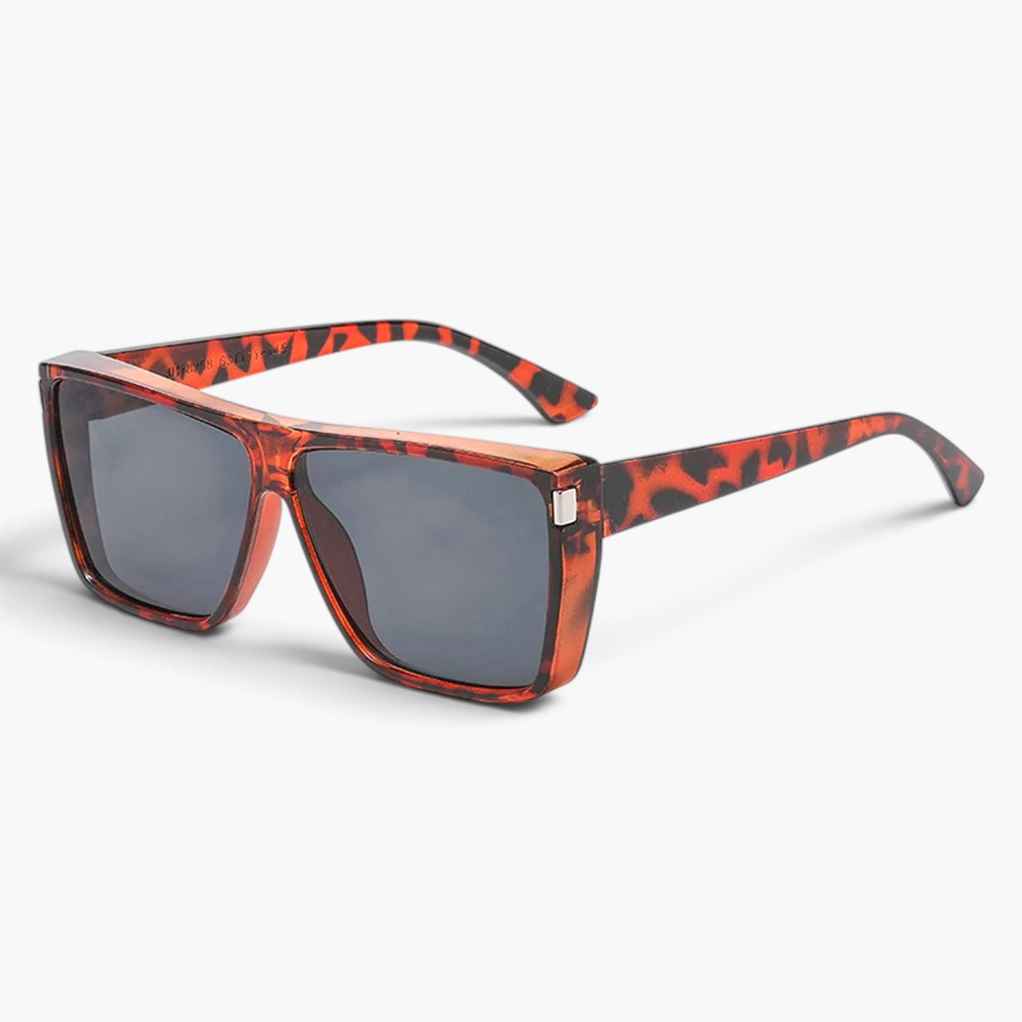 Beach Rose Co. oversized flat-top square sunglasses in a brown tortoiseshell print with wide temples.