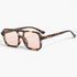 Beach Rose Co. vintage square sunglasses with a tortoiseshell polycarbonate frame and light pink UV400 lenses.