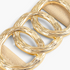 Beach Rose Co. wide beige elastic belt featuring a triple overlapping textured gold metal ring buckle.