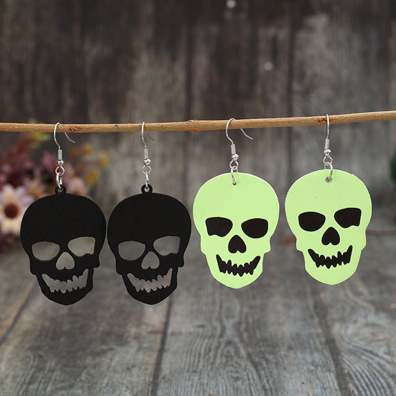 Beach Rose Co. - Two Piece Vegan Leather Skull Dangle Earrings