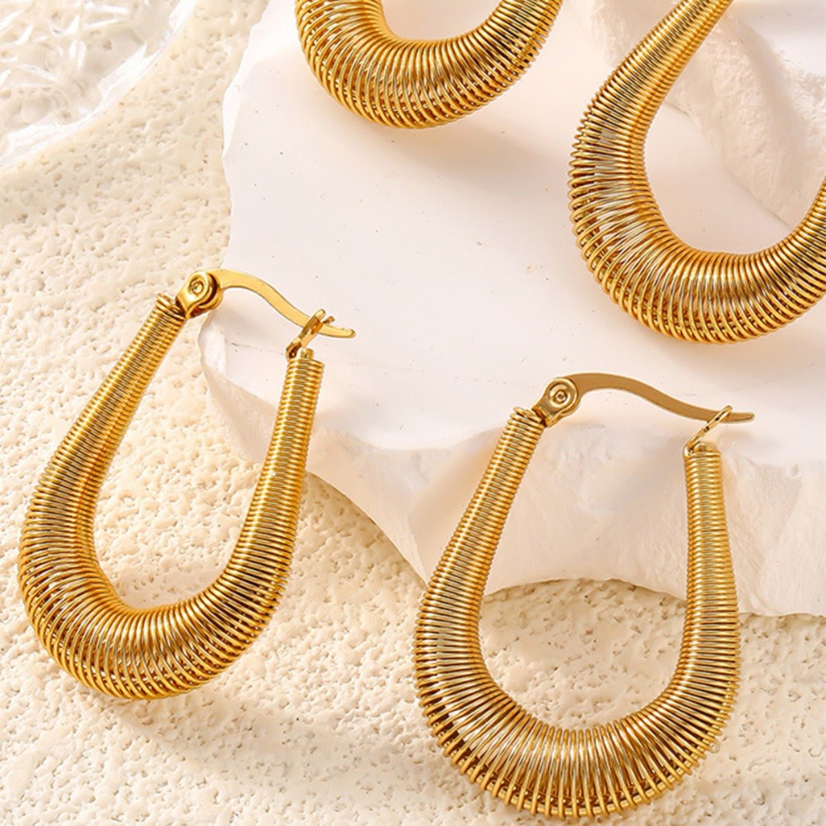 Beach Rose Co. - U - Shape Spiral Hoop Earrings