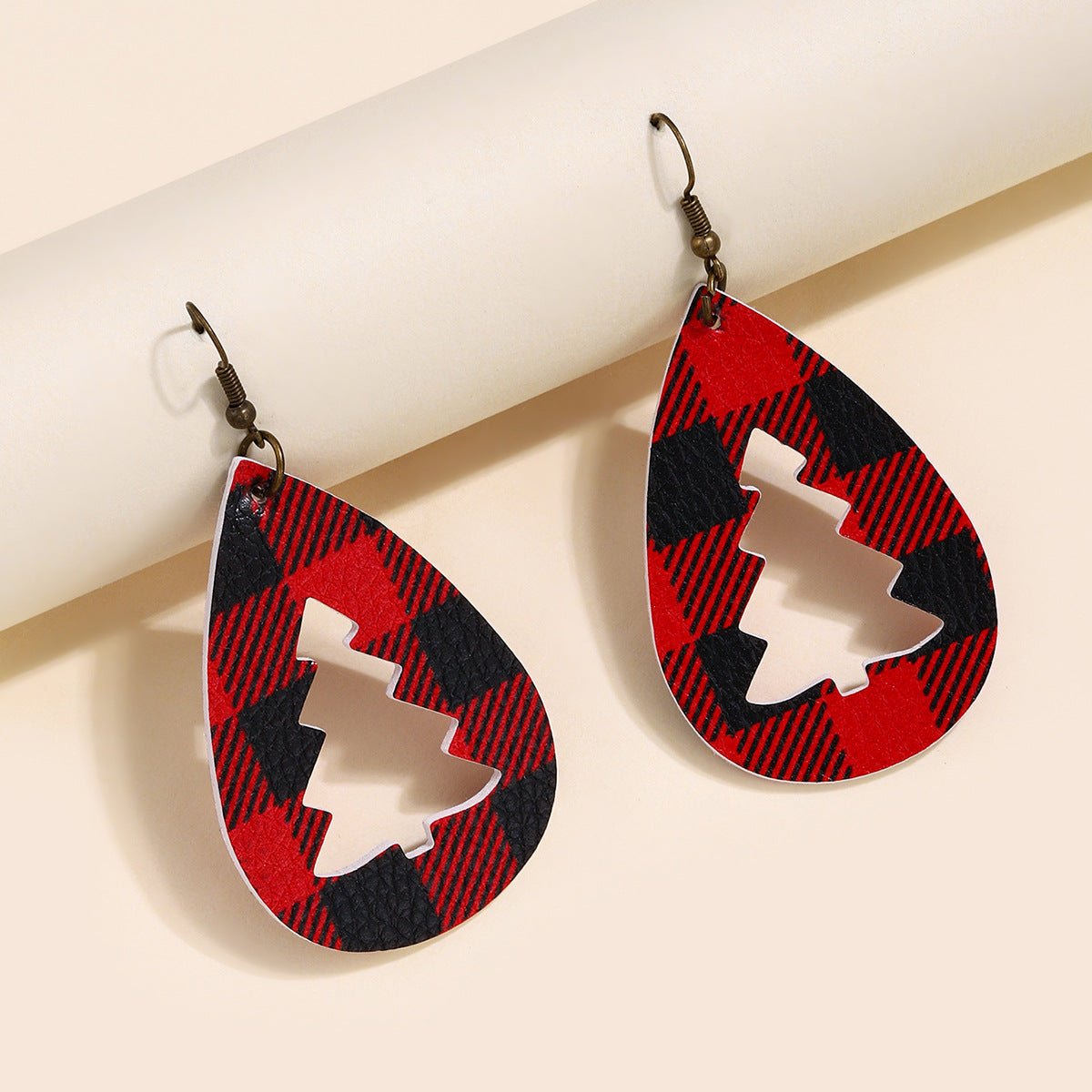 Beach Rose Co. - Vegan Leather Cutout Christmas Tree Earrings