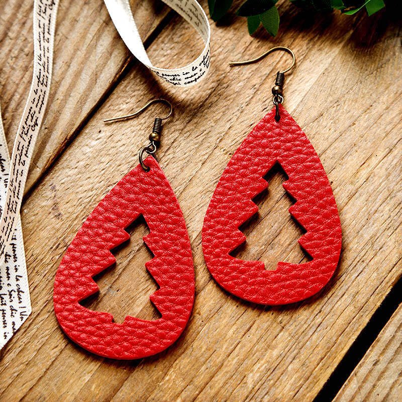 Beach Rose Co. - Vegan Leather Cutout Christmas Tree Earrings