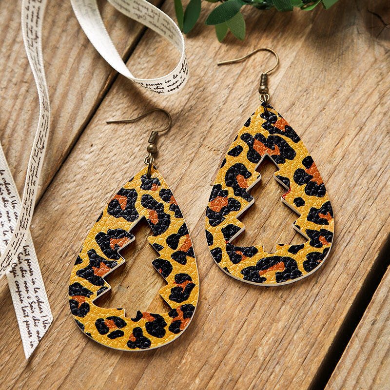 Beach Rose Co. - Vegan Leather Cutout Christmas Tree Earrings