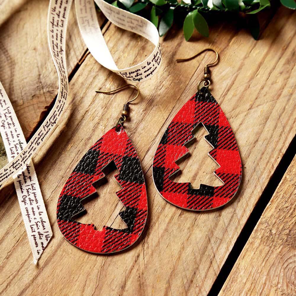 Beach Rose Co. - Vegan Leather Cutout Christmas Tree Earrings