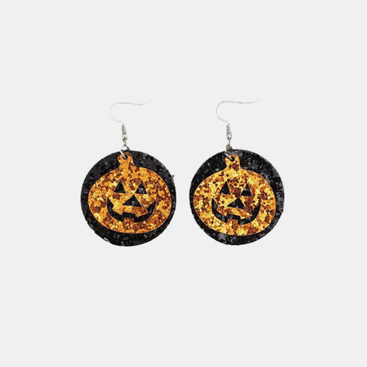 Beach Rose Co. - Vegan Leather Glitter Jack - O - Lantern Dangle Earrings